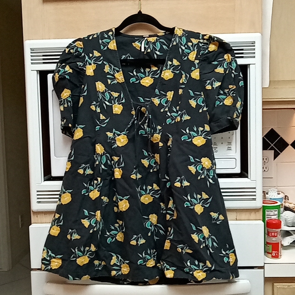Yellow floral blouse